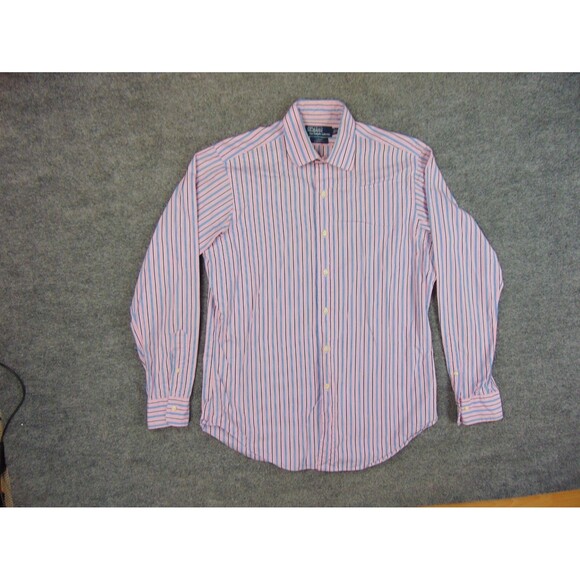 Polo Ralph Lauren Shirt Mens 15.5x34/35 Curham Classic Fit Pink Blue Stripe - Picture 2 of 8